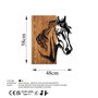 Wallity Horse 1 - Escultura de pared de madera y metal en nogal y negro